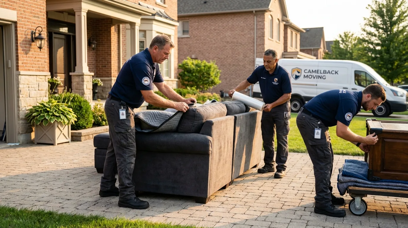 Large estate moving crew wrapping furniture in Huron, SD